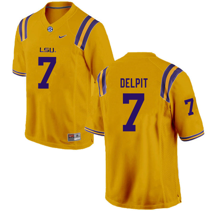 Men #7 Grant Delpit LSU Tigers College Football Jerseys Sale-Gold - Click Image to Close